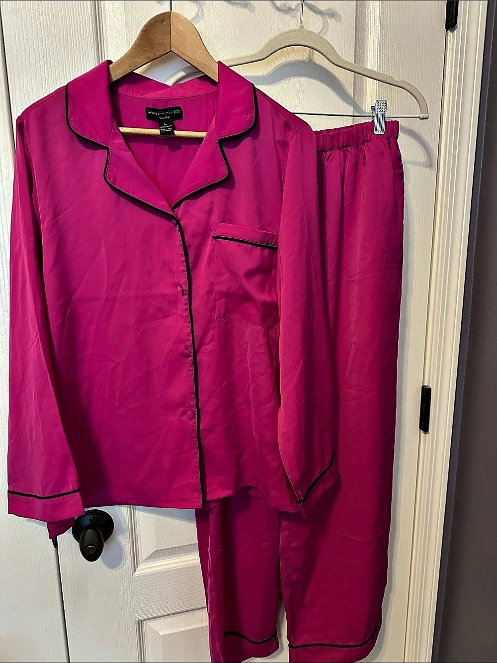 Women’s House of Harlow 1960 Long Sleeve Pajama Set Pink w/ Ribbing Large Sz Lrg